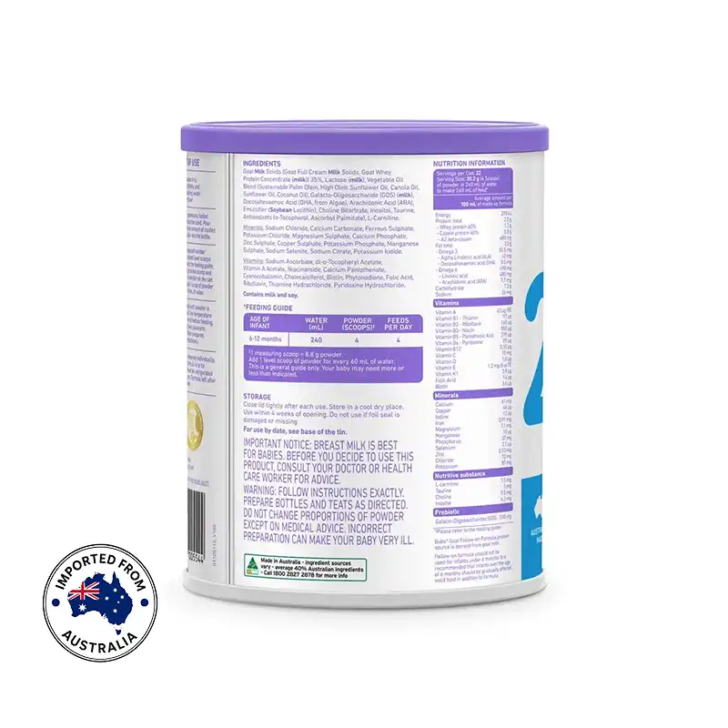 Bubs Easy Digest Goat Milk Powder (6 to 12 months) 800g 2