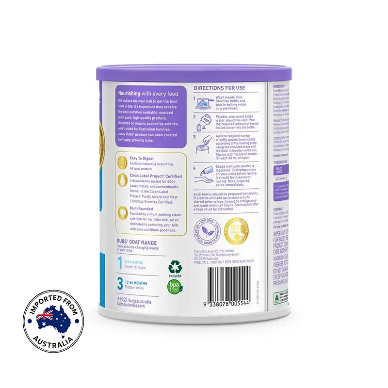 Bubs Easy Digest Goat Milk Powder (6 to 12 months) 800g 3